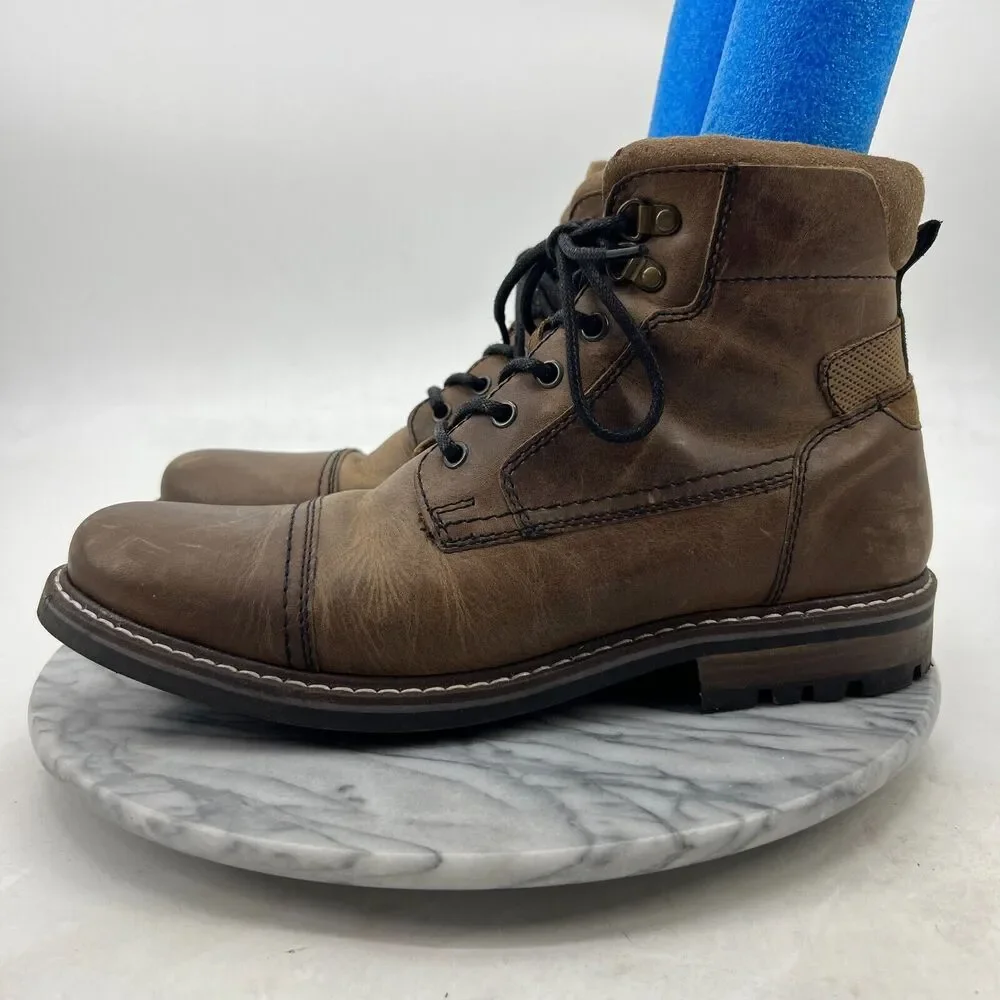 Outpost Makers Lucas Boots Mens 12 Brown Leather Cap Toe Flannel Lined Work Shoe